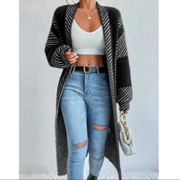 Cozy Fuzzy Open Front Duster  Cardigan - Picture 2 of 6